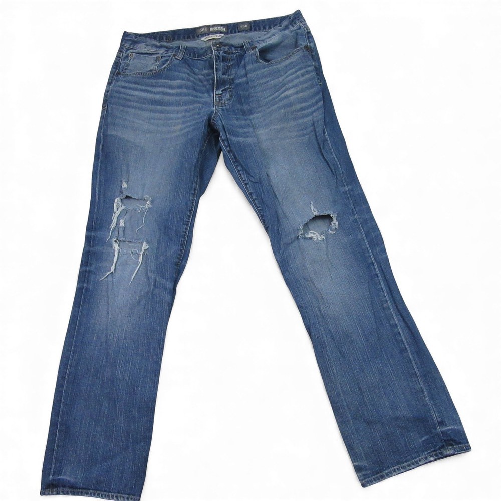 BKE Mens Jeans 38 X 32 Nolan Straight Leg Blue Stretch Cotton Distressed‎